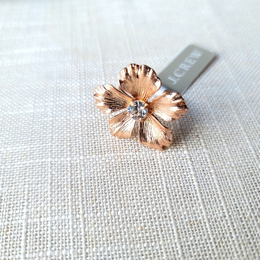 New! J Crew sz 6 Isla Rose Gold Pansy Ring Jewelry NWT